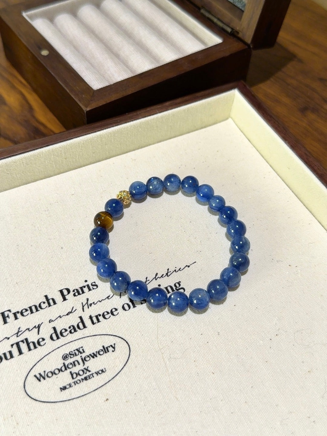 ▫️▪️ Aquamarine yellow tiger's eye bracelet